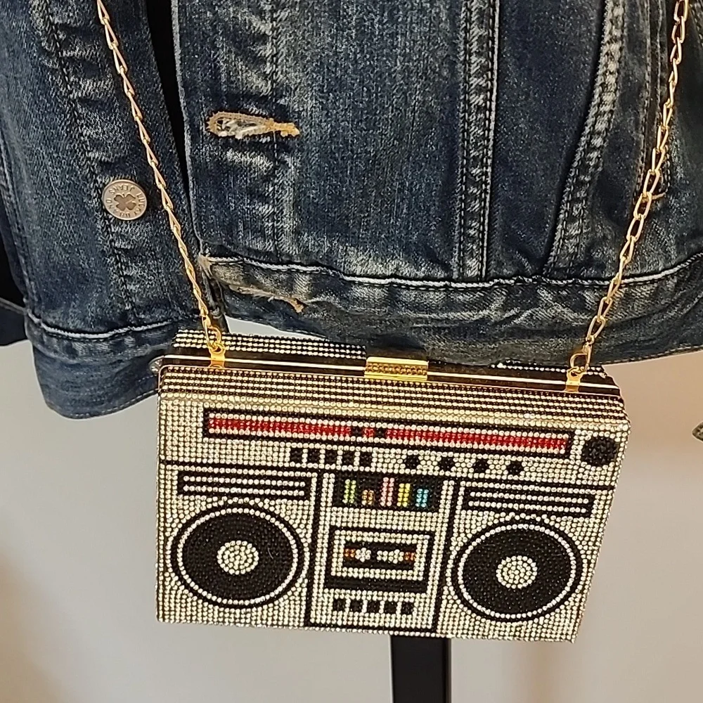 Rhinestone Boom box crossbody/ clutch bag - Picture 12 of 14